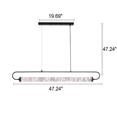 Nordic Light Luxury Starry Glass Long Strip LED Island Light Chandelier