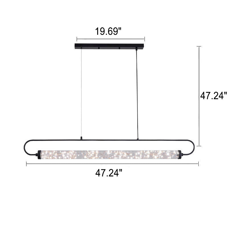 Nordic Light Luxury Starry Glass Long Strip LED Island Light Chandelier