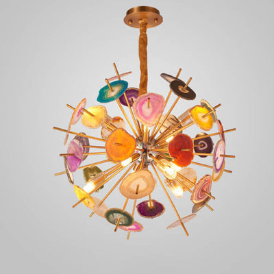 Nordic Colored Agate Globe Ball Design 12/24 Light Chandelier