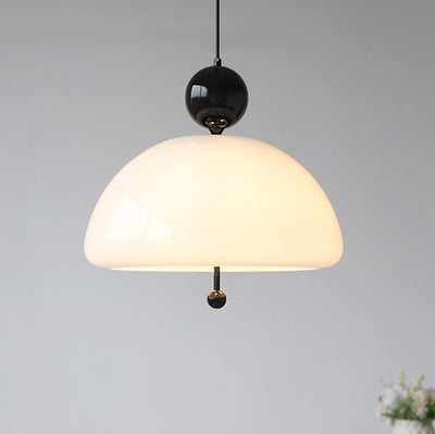 Nordic Vintage Milky White Glass Dome Round 3-Light Pendant Light