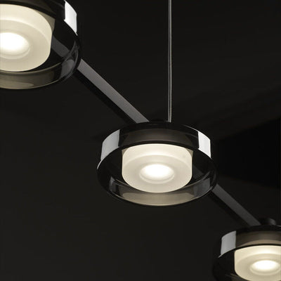Nordic Minimalist Einfarbig Schwarz Edelstahl Acrylglas LED Insel Licht Kronleuchter 
