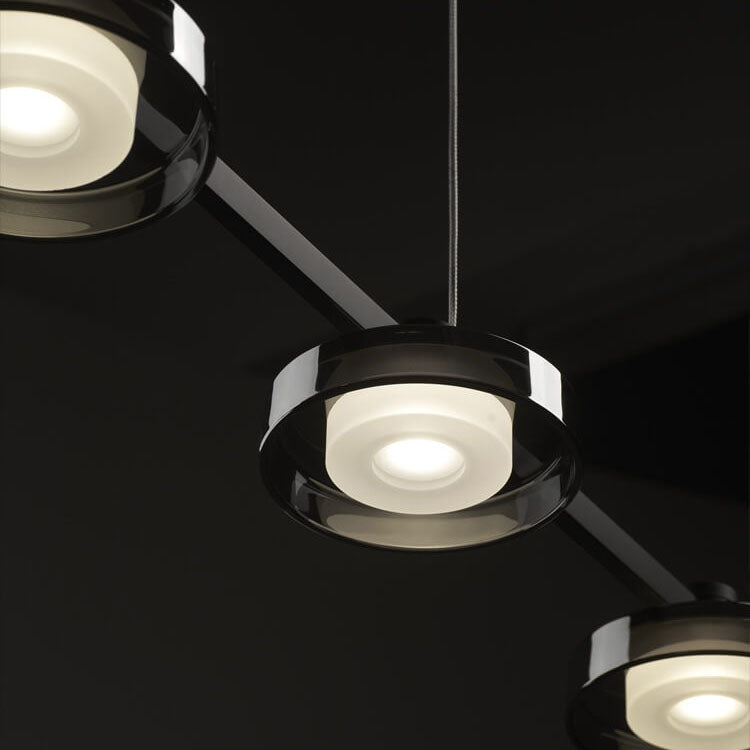Nordic Minimalist Einfarbig Schwarz Edelstahl Acrylglas LED Insel Licht Kronleuchter 