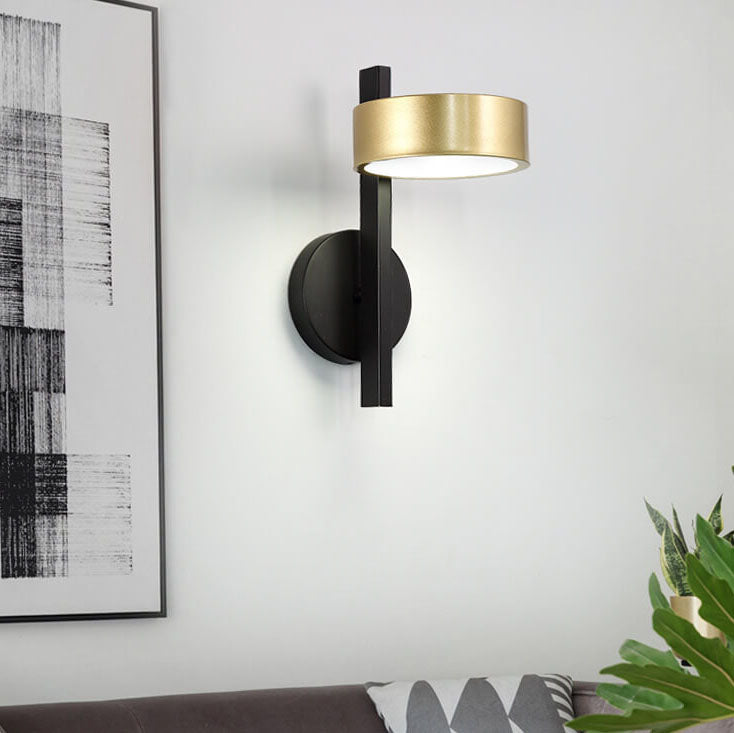 Nordic Light Luxury Schwarz Gold Eisen Runde Kopf LED Wandlampe 