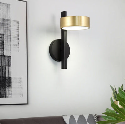 Nordic Light Luxury Black Gold Iron Round Head LED Wall Sconce Lamp