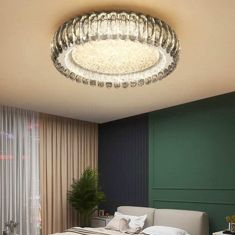 European Light Luxury Round Crystal Edelstahl LED Unterputzbeleuchtung