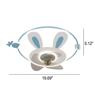 Cartoon Creative Bunny Carrot LED Flush Mount Ceiling Fan Light