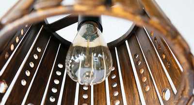 Moderne rustikale antike hohle Bambusgeflecht-1-Licht-Pendelleuchte 