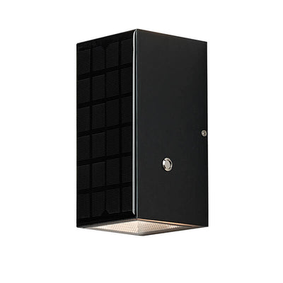 Modern Solar Black Rectangular Die-Cast Aluminum Solar LED Outdoor Wall Light