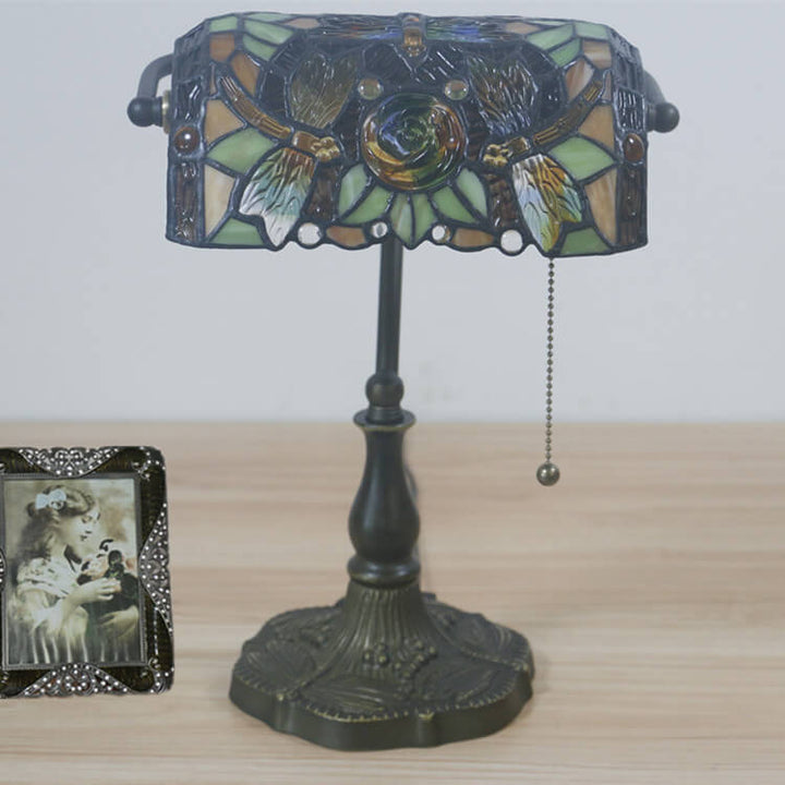 Lampe de table en alliage de zinc Tiffany vintage européenne à 1 lumière 