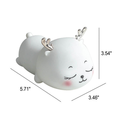 Lampe de Table Veilleuse à LED Rechargeable en Silicone Dessin Animé Cerf Mignon à Sept Couleurs 