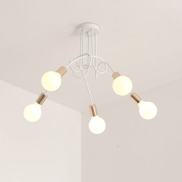 Moderne, minimalistische Eisen Twisted Lines 3/5 Light Semi-Flush Mount Deckenleuchte 