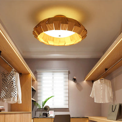 Modern Wooden Southeast Asian Style LED Flush Mount Light