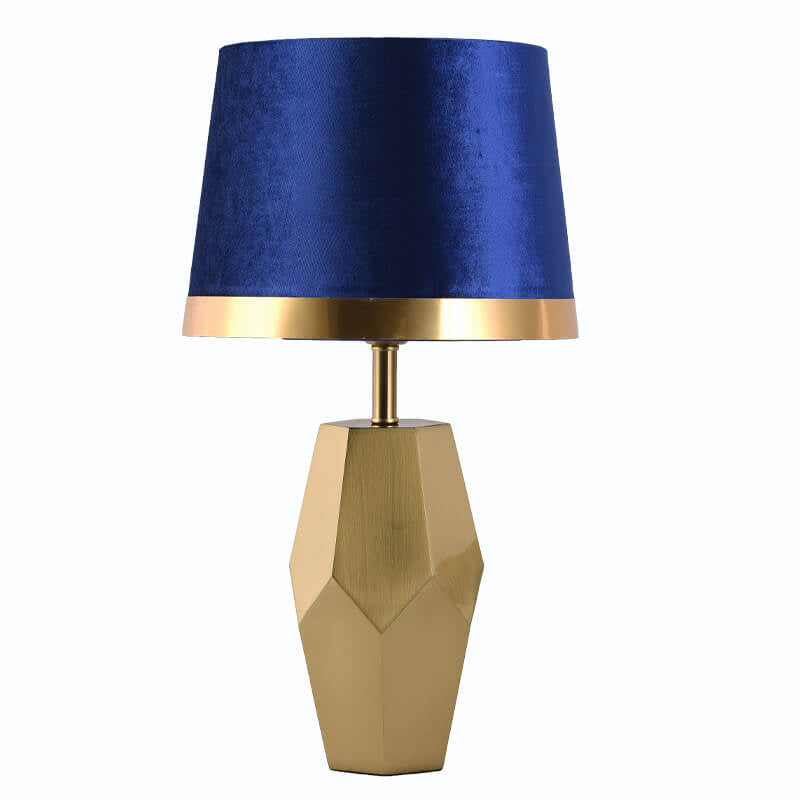Lampe de table à 1 lumière à base géométrique en métal et tissu artistique de luxe