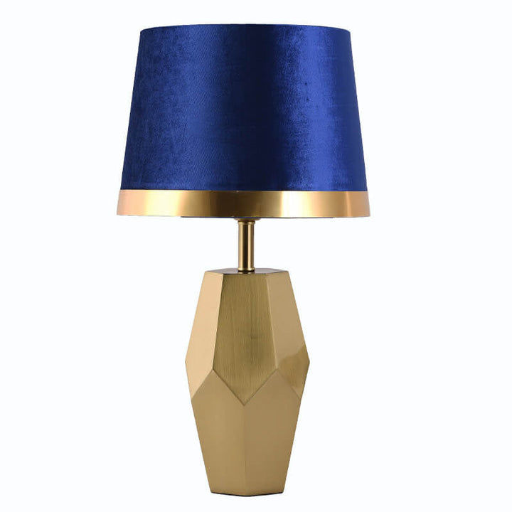 Lampe de table à 1 lumière à base géométrique en métal et tissu artistique de luxe