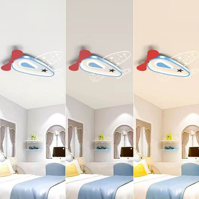 Cartoon Creative Aircraft Iron Acrylic Kids LED Flush Mount Ceiling Light