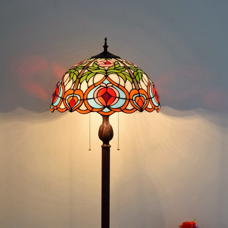 Tiffany European Peach Heart Stained Glass 2-Light Standing Floor Lamp