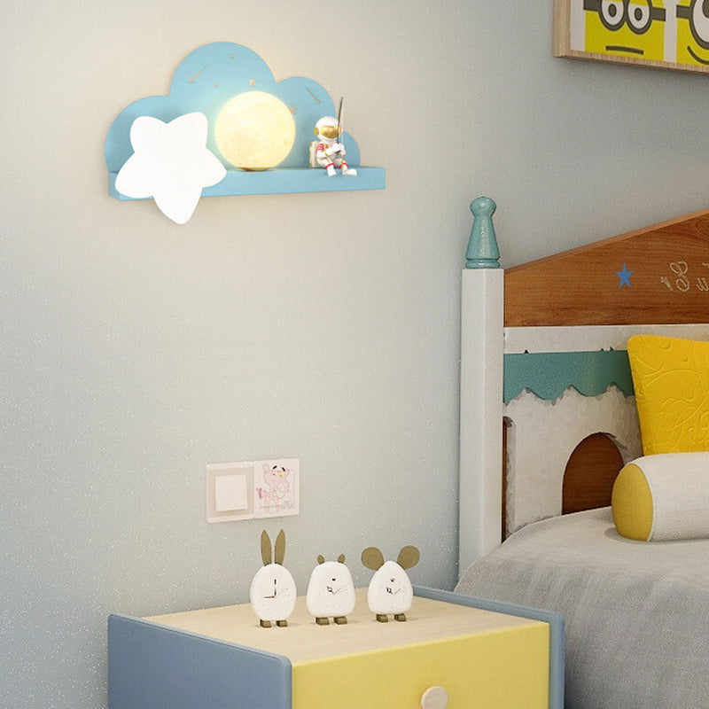 Childlike Creative Moon Astronaut Design LED Wall Sconce Lamp