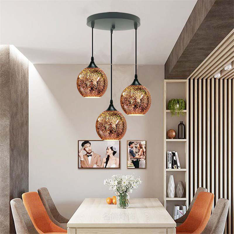 Modern Creative 3D Colorful Fireworks Glass Dome 2/3 Light Island Light Chandelier