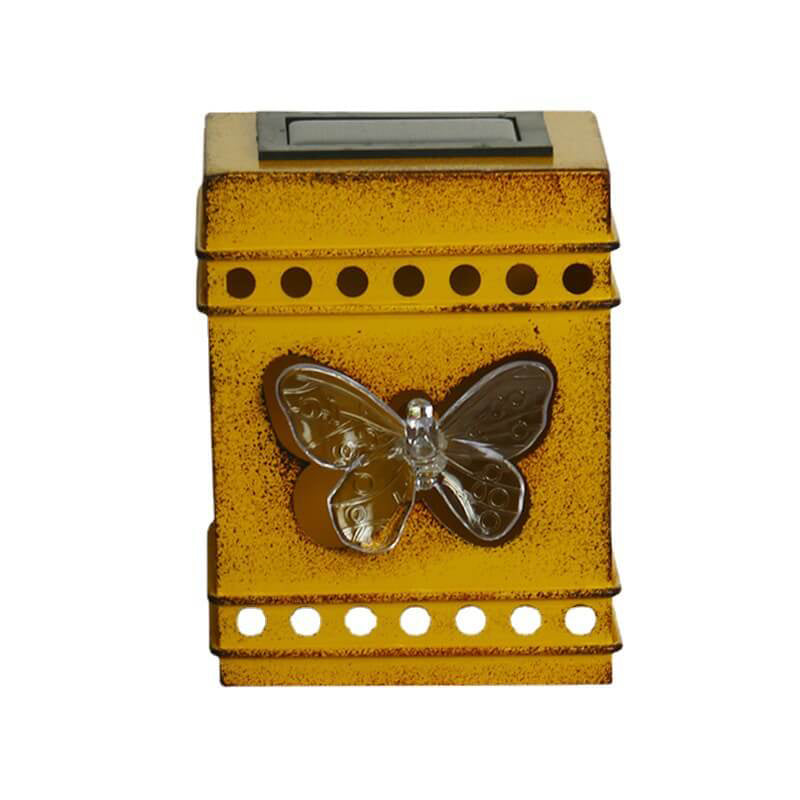 Retro Solar Square Box Aged Iron LED Outdoor Zaun Wandleuchte 