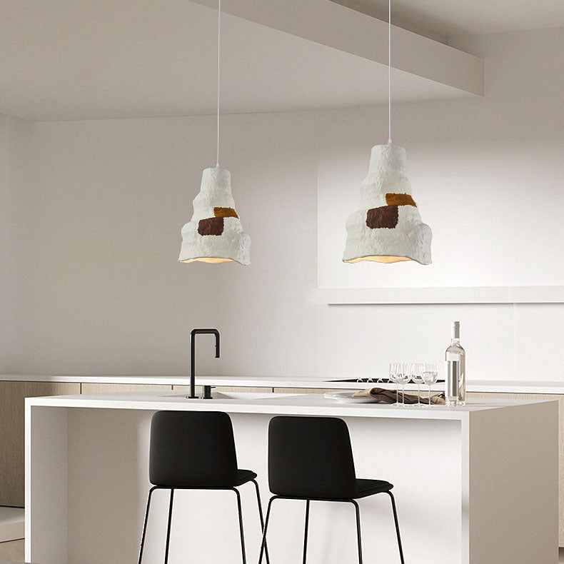 Lampe suspendue japonaise à 1 lumière Wabi-sabi blanc pur 