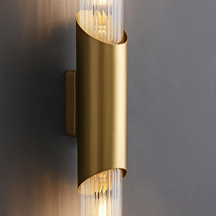 Nordic Retro All Copper Long Bar Design 2-Light Wall Sconce Lamp