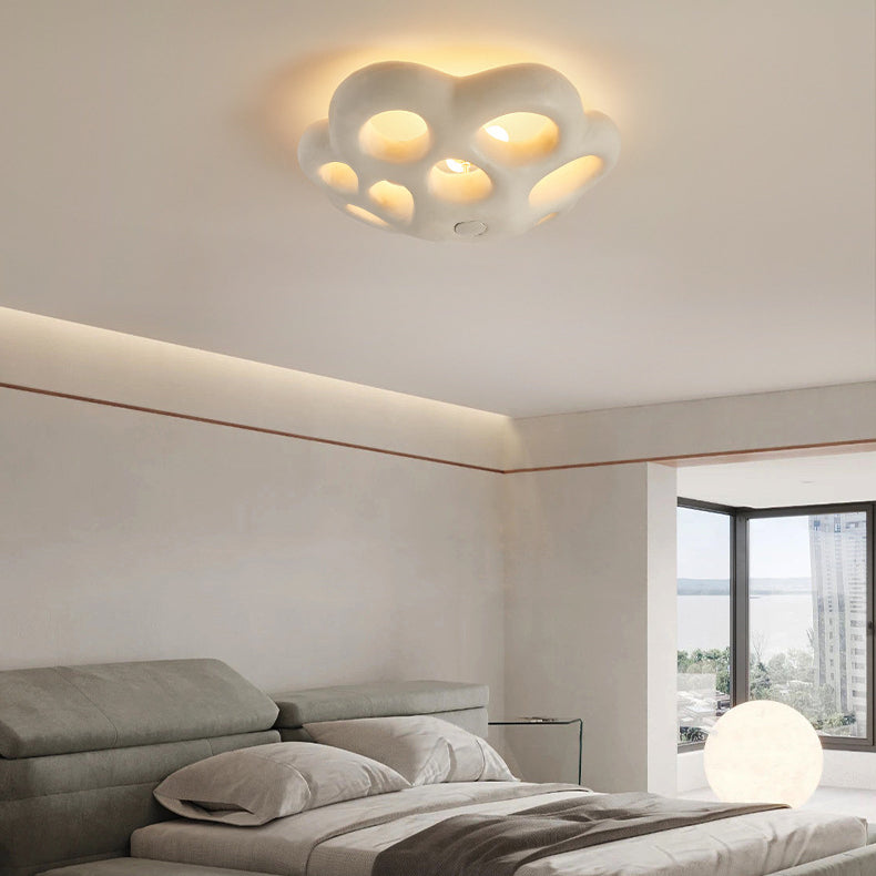 Contemporary Creative Round Hollow Petal Shade 3-Light Flush Mount Ceiling Light For Bedroom