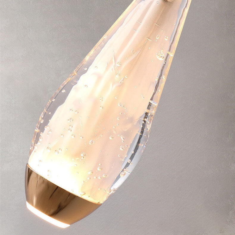 Modern Light Luxury Glass Oval Column LED 1/2 Chandelier