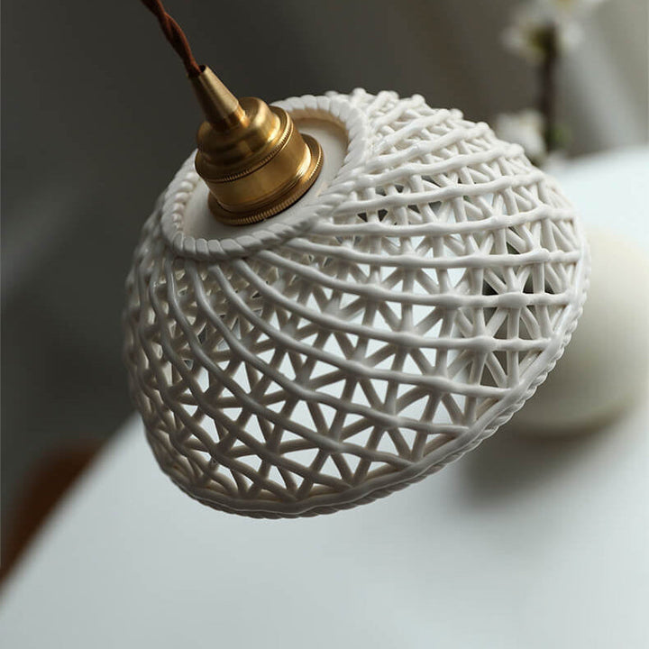 Lámpara colgante vintage de cerámica con diseño de celosía 1 - Luz 