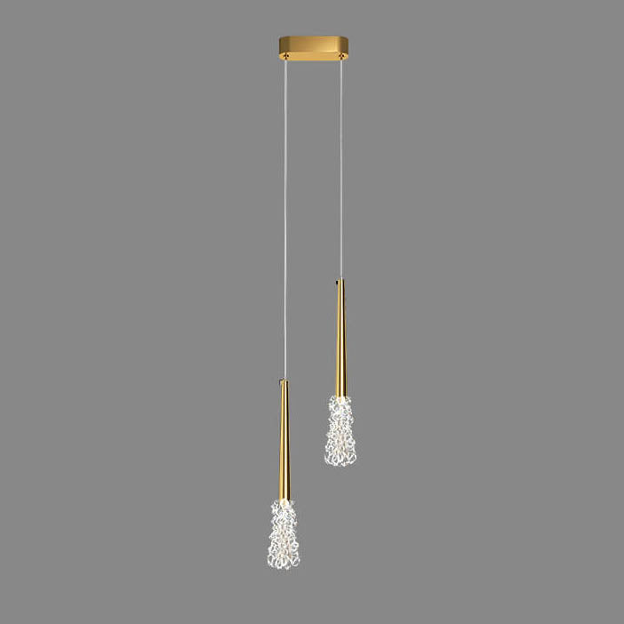 Moderne Kupfer-Klarglas-Tapered 1/2 Licht Pendelleuchte 