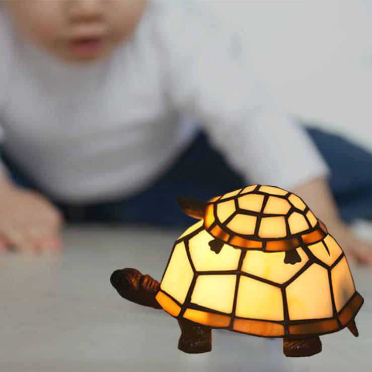 Europäische Tiffany-Schildkröten-Buntglas-1-Licht-Nachtlicht-Tischlampe