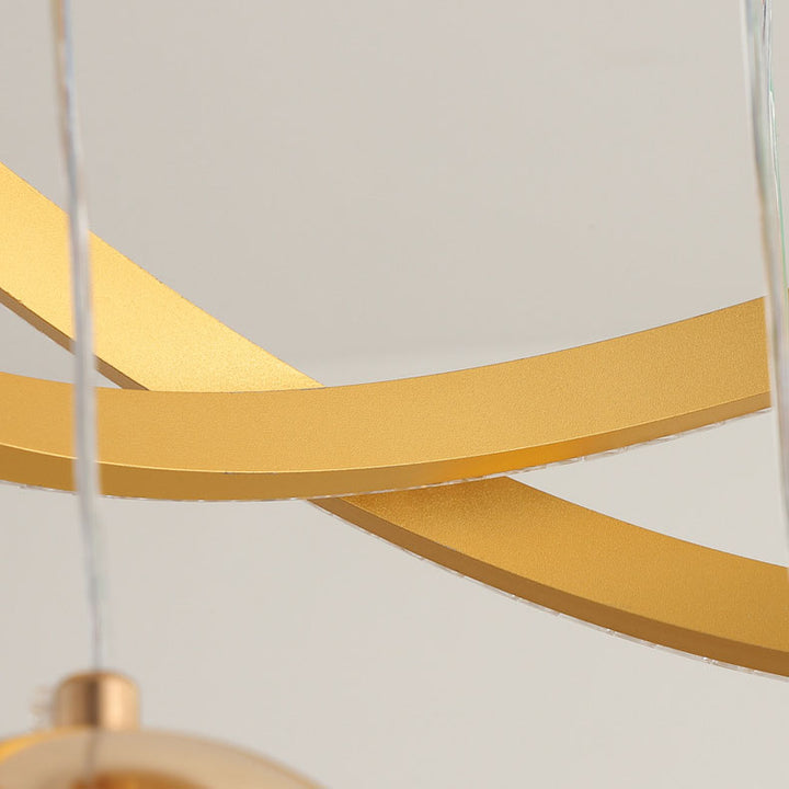 Moderner luxuriöser LED-Kronleuchter aus Acryl und Eisen mit Kugeln und geschwungener Form für das Wohnzimmer 
