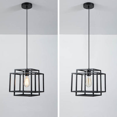 Industrial Vintage Iron Geometric Lantern 1-Light Pendant Light