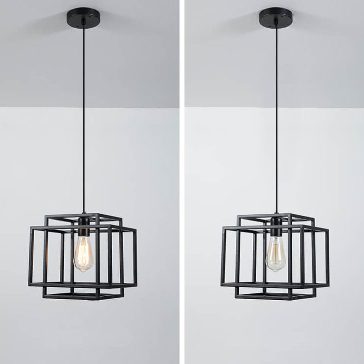 Industrial Vintage Iron Geometric Lantern 1-Light Pendant Light