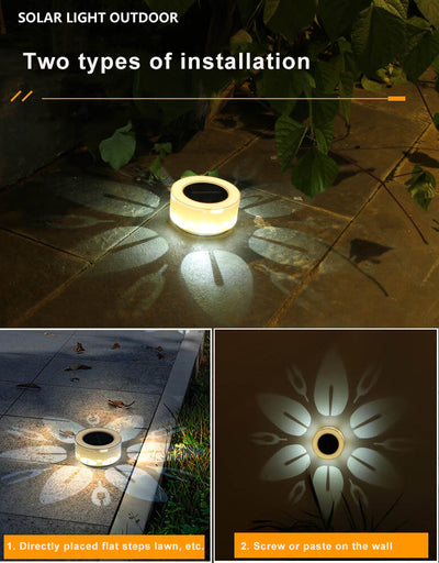 Solar Flower Pattern LED Outdoor Wall Patio Lawn Decorative Light