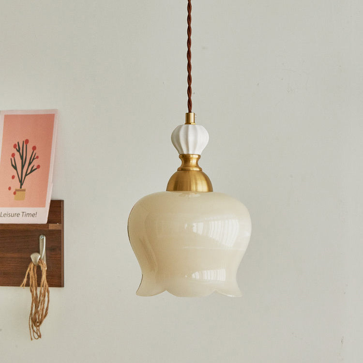 Traditional French Suzuki Copper Ceramic 1-Light Pendant Light For Bedroom