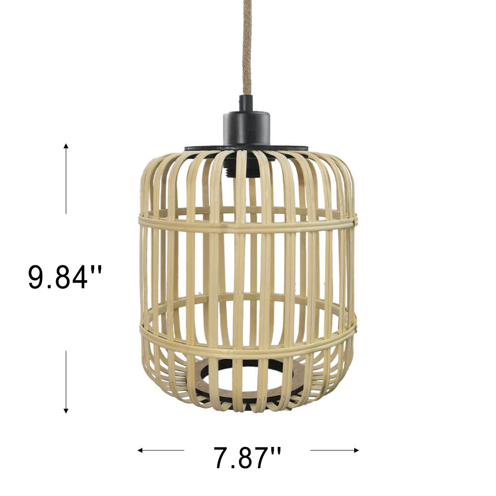 Moderne Bambus- und Rattan-Weberei Hohlkäfig-Design 1-Licht Pendelleuchte 