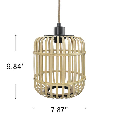 Modern Bamboo And Rattan Weaving Hollow Birdcage Design 1-Light Pendant Light