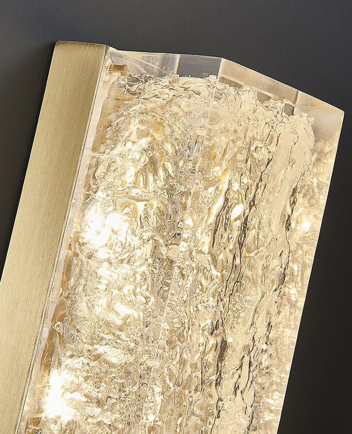 Modern Luxury Brass Clear Resin Rectangular LED Wall Sconce Lamp