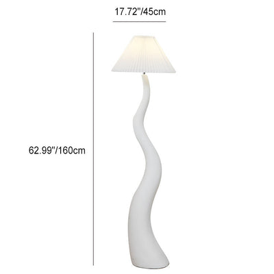 Contemporary Creative Tapered Waves Resin Fabric 1-Light Standing Floor Lamp For Bedroom