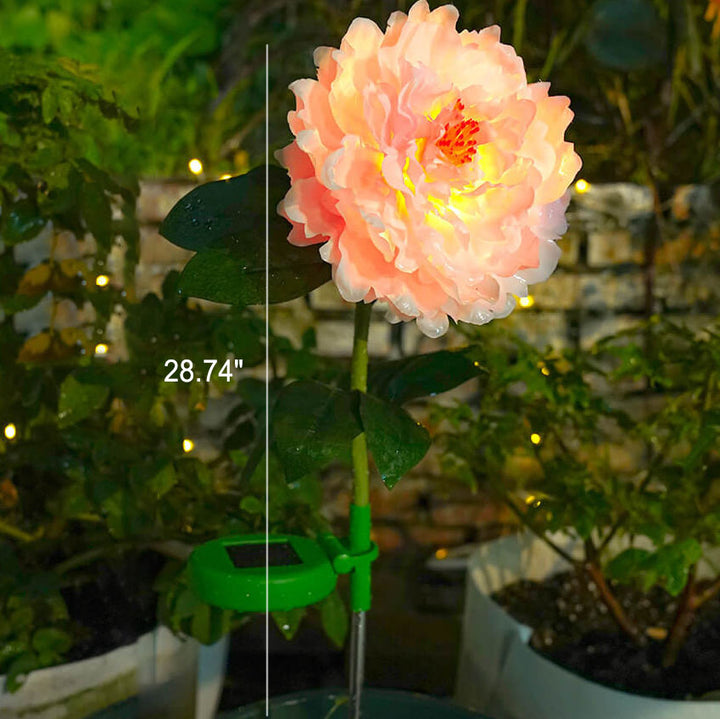Moderne Simulation Pfingstrosenblumendekoration Wasserdichtes Solar-LED-Garten-Bodenlicht im Freien 