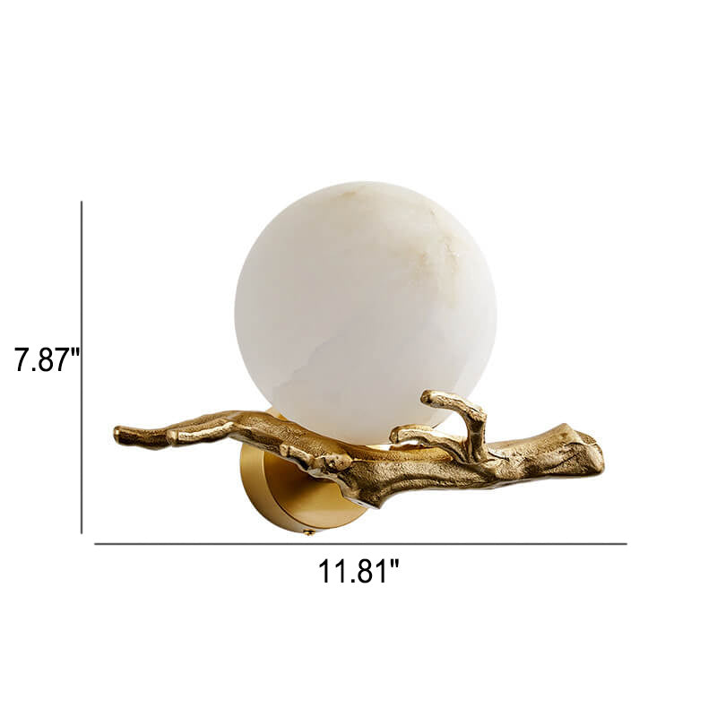 Creative Luxury Brass Lucite Tree Branch 1-Light Wall Sconce Lamp