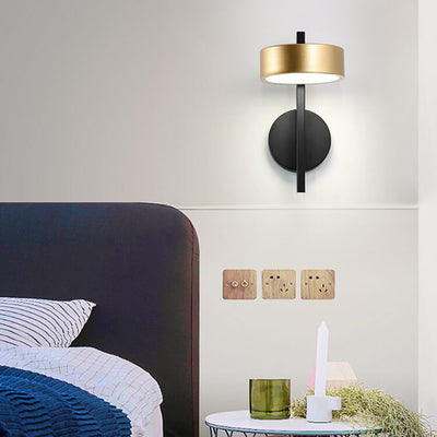 Nordic Light Luxury Black Gold Iron Round Head LED Wall Sconce Lamp