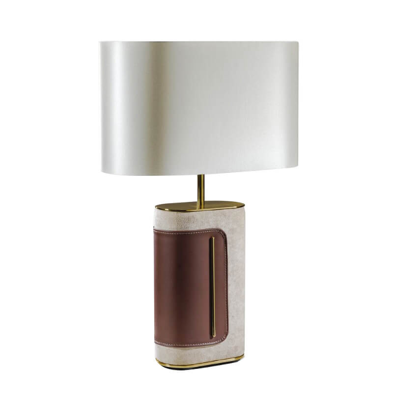 Lampe de table moderne de luxe en cuir et tissu à base de velours à 1 lumière 