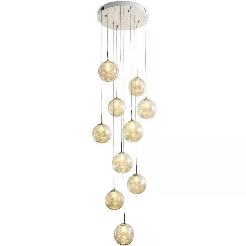 Modern Luxury Staircase Glass Ball Shade Loft Chandelier