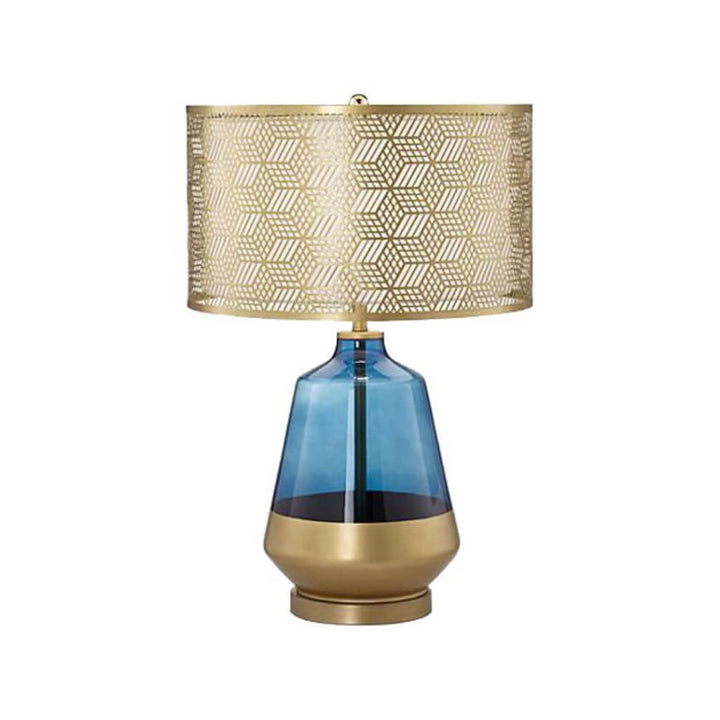 Modern Luxury Blue Glass Bottle Metal Lamp Shade 1-Light Table Lamp for Bedroom