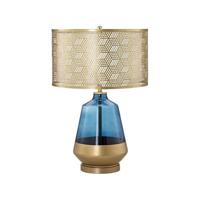 Modern Luxury Blue Glass Bottle Metal Lamp Shade 1-Light Table Lamp