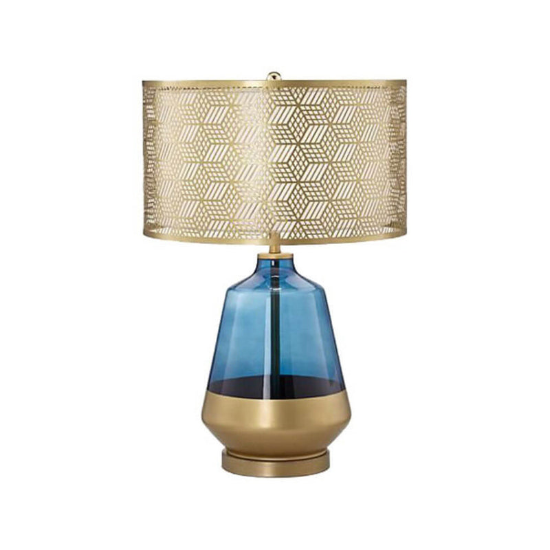 Modern Luxury Blue Glass Bottle Metal Lamp Shade 1-Light Table Lamp