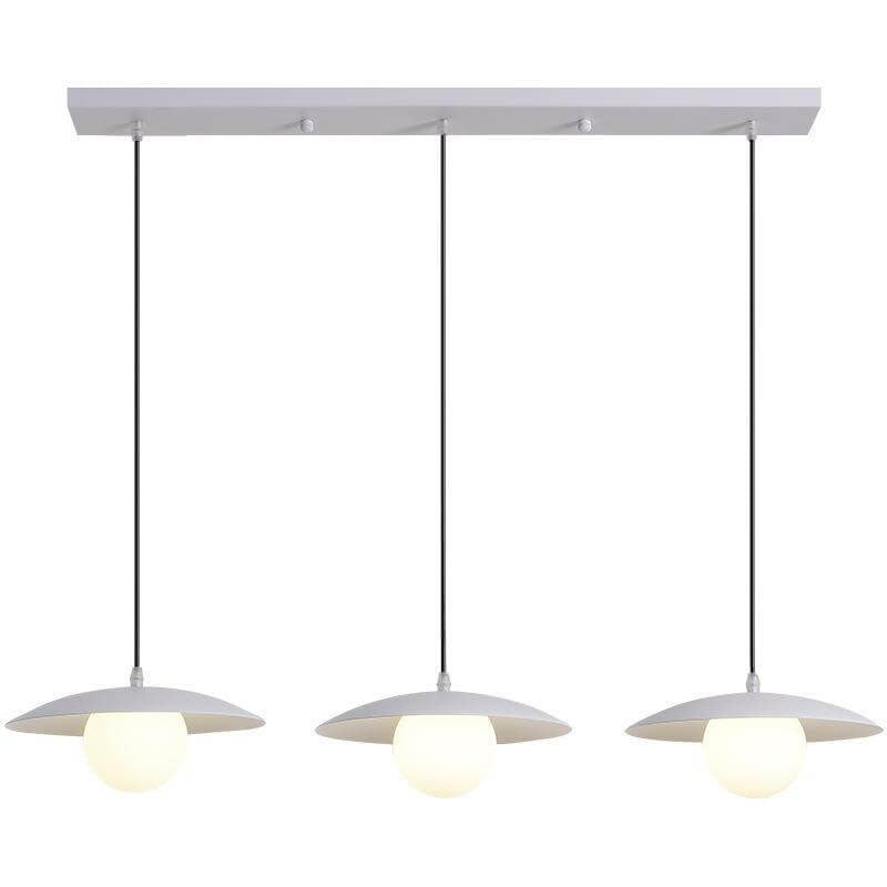 Candelabro de isla de 3 luces de hierro y vidrio blanco puro minimalista moderno 
