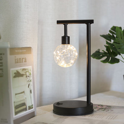 Simple Ball Shade Iron LED USB Battery Night Light Table Lamp