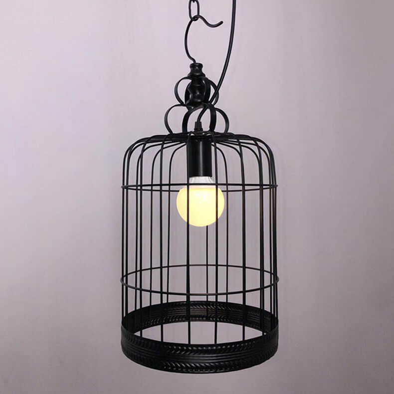 Industrial Vintage Iron Birdcage Design 1-Light Pendant Light